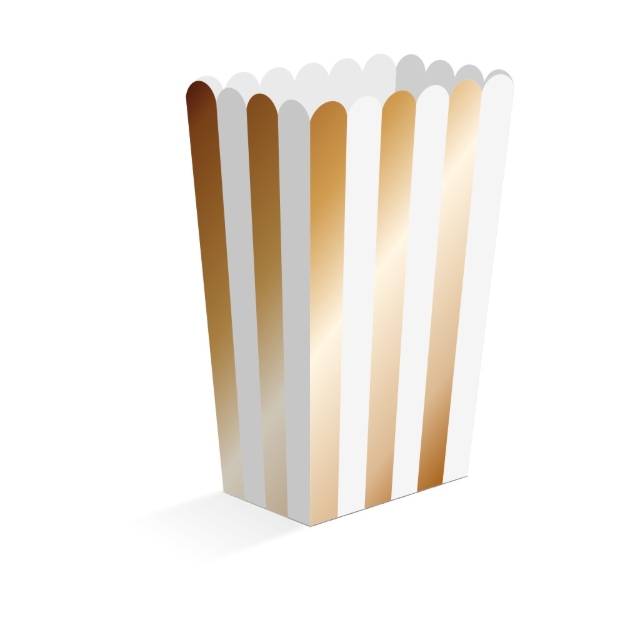 Zlaté papírové krabičky na občerstvení 6,3 x 4,4 x 13,5 cm, balení 8 ks