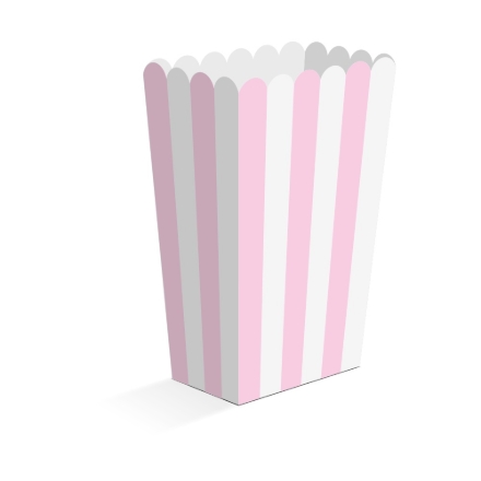 Růžové papírové krabičky na občerstvení 6,3 x 4,4 x 13,5 cm, balení 8 ks