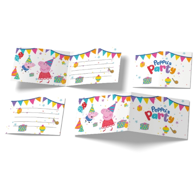 Pozvánky na oslavu Peppa Pig papírové rozkládací, balení 6 ks