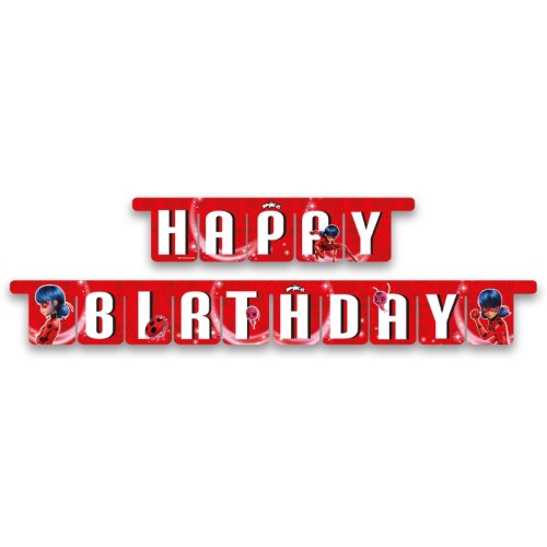 Levně Girlanda Happy Birthday Kouzelná beruška Miraculous 3 m