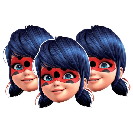 Papírové masky Kouzelná beruška Miraculous, balení 6 ks