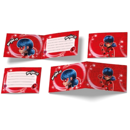 Pozvánky na party Kouzelná beruška Miraculous, balení 6 ks