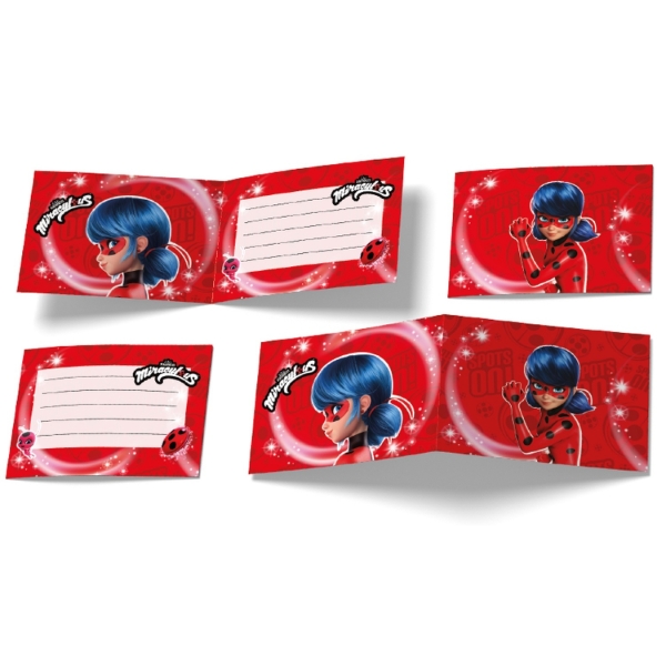 Pozvánky na párty Kouzelná beruška Miraculous, 6 ks