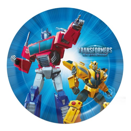 Levně Papírové talířky Transformers 18 cm, 8 ks