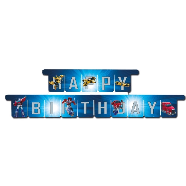 Girlanda Happy Birthday Transformers s motivem robotů