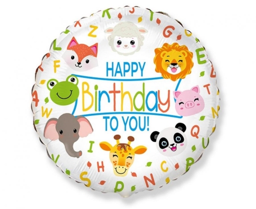 Levně Fóliový balonek zvířátka Happy Birthday 45 cm/18"
