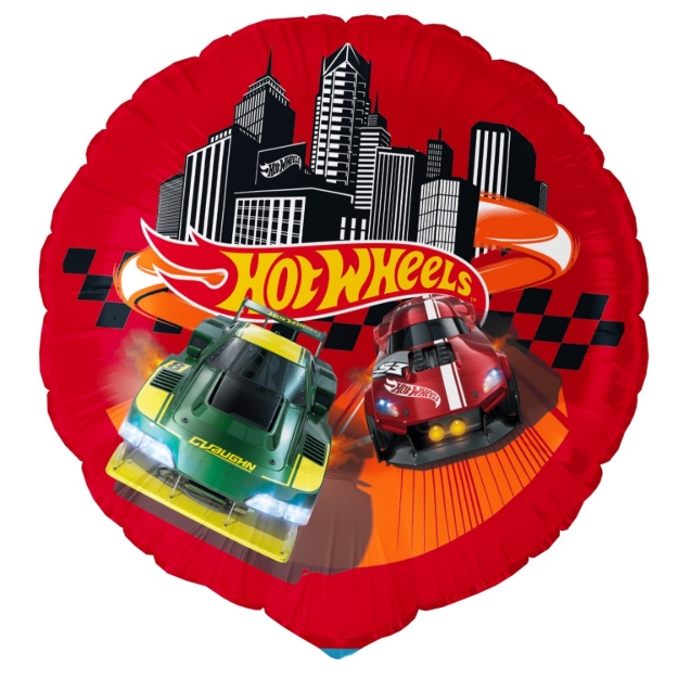 Fóliový balonek Hot Wheels kulatý 46 cm závodní auta