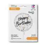 Obrázek Fóliový balonek Happy Birthday konfety černá a bílá 45 cm/18"