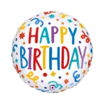 Obrázek Fóliový balonek Happy Birthday barevný 45 cm/18"