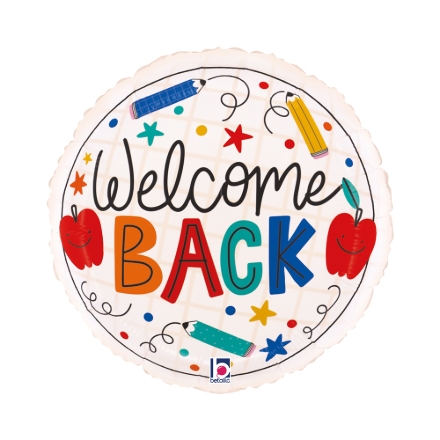 Balonek Welcome Back s motivem školy a tužek