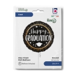 Obrázek Fóliový balonek Happy Graduation černý se zlatým lemem 45 cm/18"