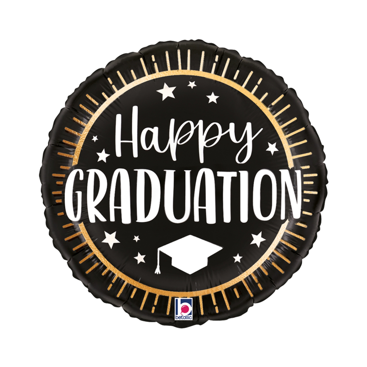 Levně Fóliový balonek Happy Graduation černý se zlatým lemem 45 cm/18"