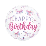Fóliový balonek Happy Birthday mašle pastelové 45 cm