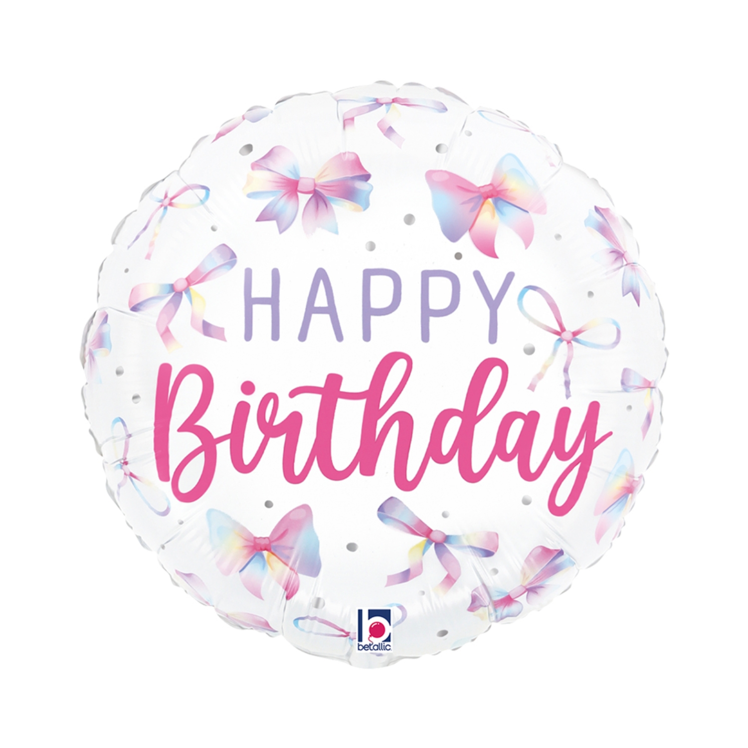 Levně Fóliový balonek Happy Birthday pastelové mašle 45 cm (18")