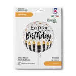 Obrázek Fóliový balonek Happy Birthday svíčky černobílý 45 cm (18")