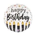 Narozeninový balonek svíčky elegantní černobílý design