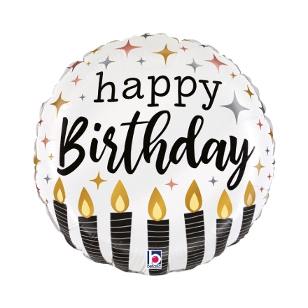 Narozeninový balonek svíčky elegantní černobílý design