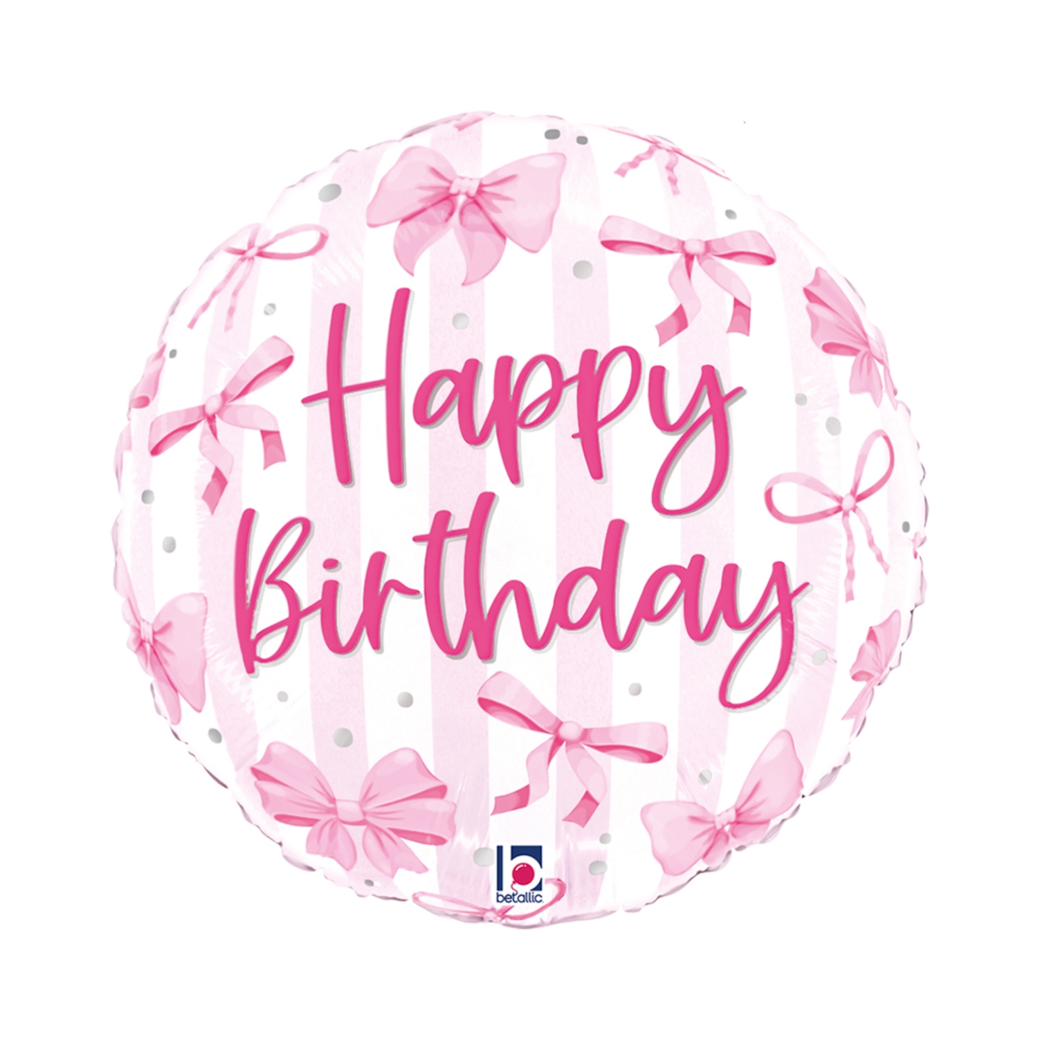 Levně Fóliový balonek Happy Birthday růžové mašle 45 cm (18")