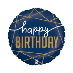 Elegantní narozeninový balonek tmavě modrý zlatý design