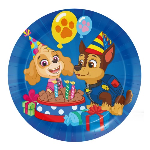 Levně Papírové talířky Tlapková patrola birthday 18 cm, 8 ks