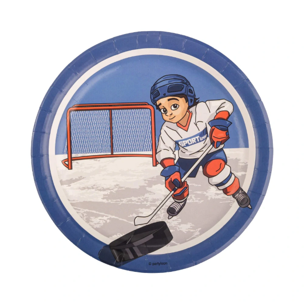 Papírové talíře Hokejový sen 23 cm, 8 ks s motivem hokejisty