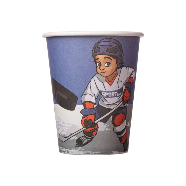 Papírové kelímky Hokejový sen 250 ml, 8 ks s motivem hokejisty