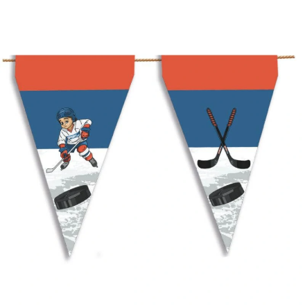 Papírová vlaječková girlanda Hokejový sen 3 m s hokejovým motivem