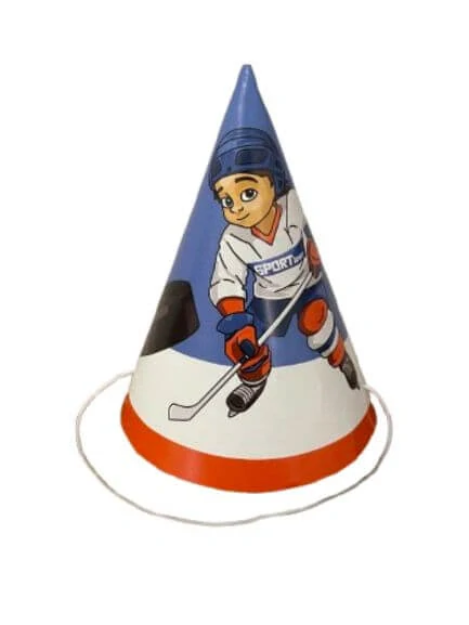 Papírové čepičky Hokejový sen 6 ks s motivem hokejisty