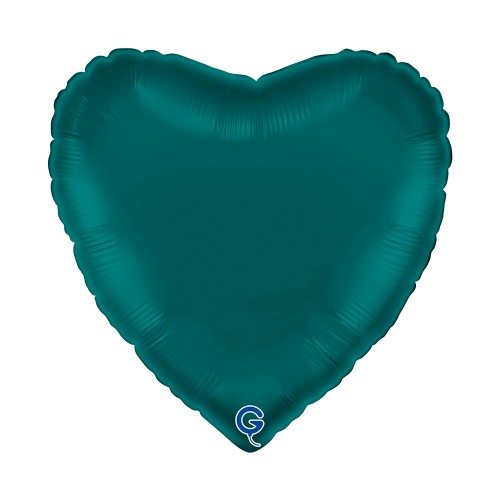 Levně Fóliový balonek srdce tyrkysové - Satin Emerald Green 45 cm/18"