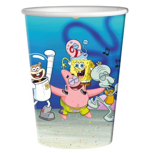 Levně Papírové kelímky SpongeBob 250 ml, 8 ks
