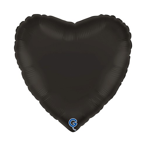 Levně Fóliový balonek srdce černé - Satin Fumé Black 45 cm/18"