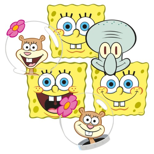 Levně Papírové masky SpongeBob 6 ks
