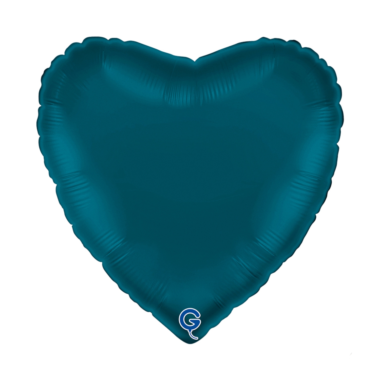 Levně Fóliový balonek srdce modré - Satin Petrol Blue 45 cm/18"