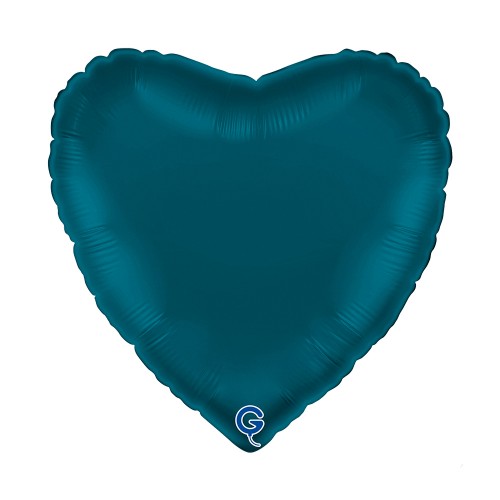 Levně Fóliový balonek srdce modré - Satin Petrol Blue 45 cm/18"