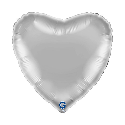 Levně Fóliový balonek srdce stříbrné - Silver 45 cm/18"