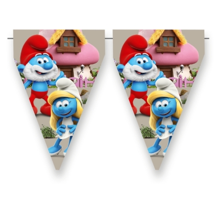 Vlaječková girlanda Šmoulové 3 m