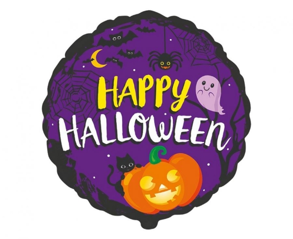 Foliový balonek Happy Halloween - fialový 45 cm