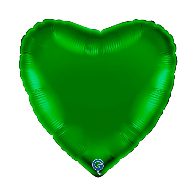 Zelený balonek ve tvaru srdce jako dekorace na narozeninovou nebo zahradní oslavu