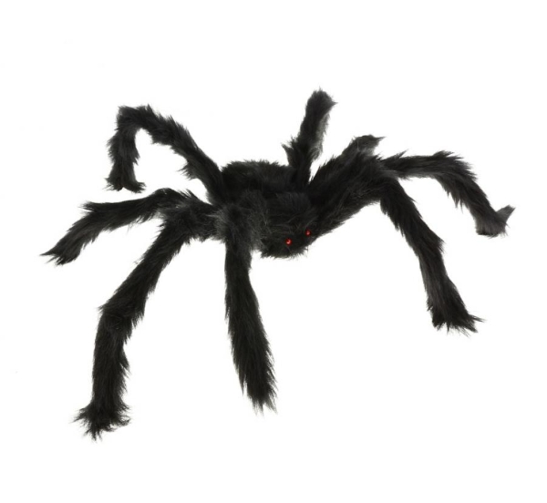 Halloweenská dekorace – velký pavouk s chlupy, 60 cm