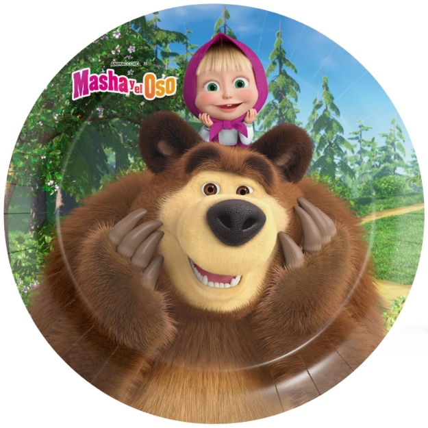 Papírové talíře Máša a medvěd 23 cm dětská party