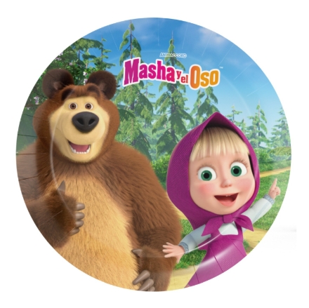 Papírové talířky Máša a medvěd 18 cm dětská party