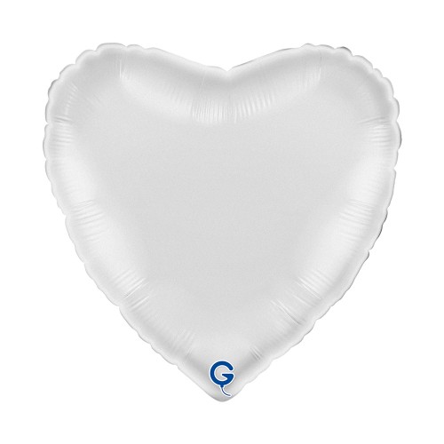 Levně Fóliový balonek srdce bílé - Satin White 45 cm/18"