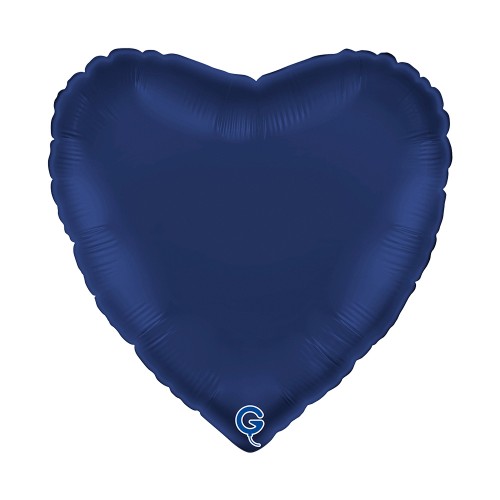 Levně Fóliový balonek srdce modré - Satin Blue Navy 45 cm/18"