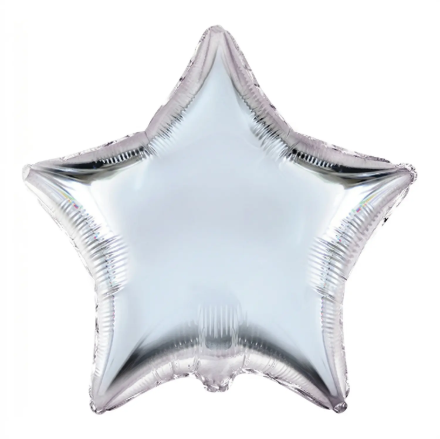 Stříbrný fóliový balonek hvězda 46 cm