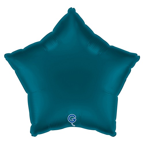 Levně Fóliový balonek hvězda modrá - Satin Petrol Blue 45 cm/18"