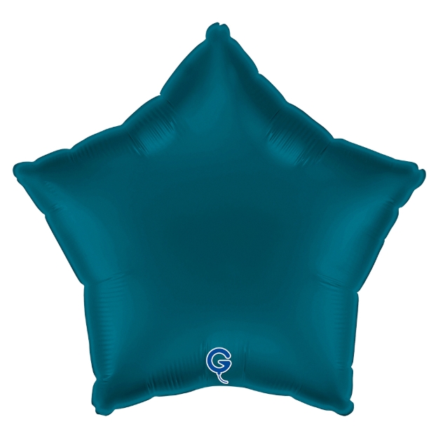 Petrolejově modrý balonek ve tvaru hvězdy jako elegantní dekorace na večerní oslavu