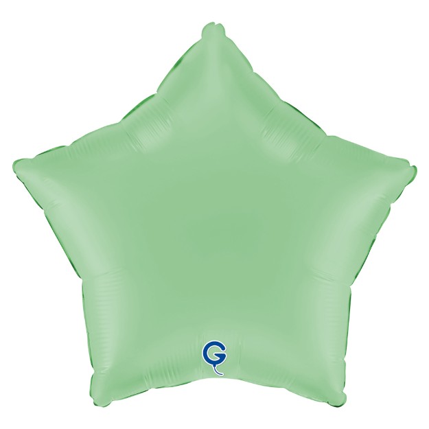 Matně zelený balonek ve tvaru hvězdy jako moderní dekorace na svatbu nebo oslavu