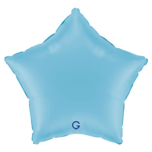 Matně modrý balonek ve tvaru hvězdy jako moderní dekorace na oslavu nebo baby shower