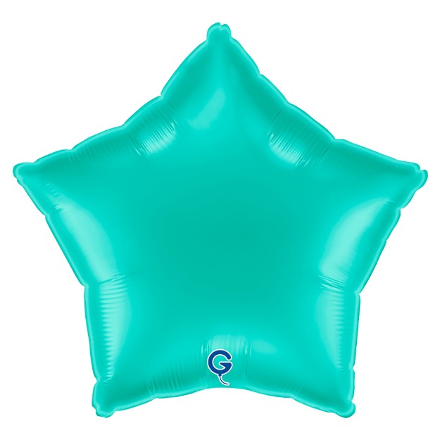 Tyrkysový balonek ve tvaru hvězdy jako svěží dekorace na oslavu nebo baby shower