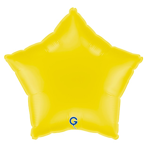 Pastelově žlutý balonek ve tvaru hvězdy jako jemná dekorace na baby shower nebo oslavu